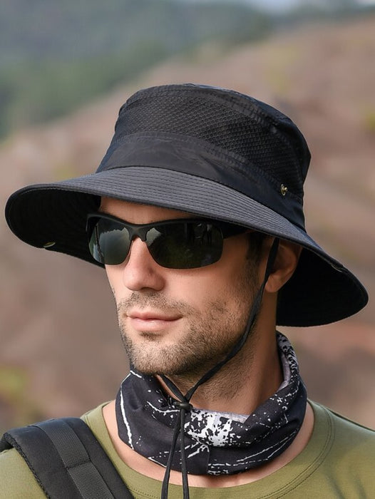 Men Solid Breathable Sun Protection Breathable Bucket Hat For Outdoor