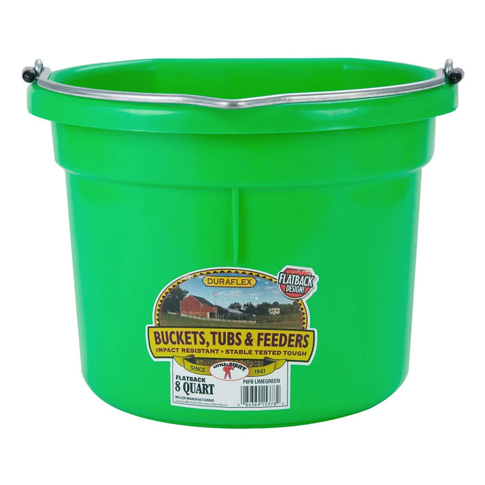 DuraFlex Plastic Flatback Bucket - 8 qt, lime