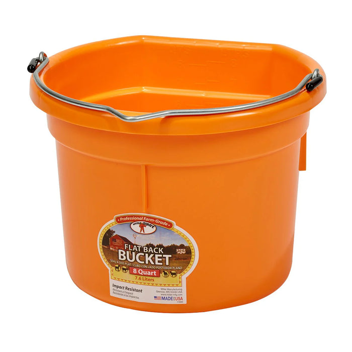 DuraFlex Plastic Flatback Bucket - 8 qt, Orange