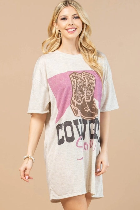 Western Cowgirl Soul Graphic T-Shirt Dress