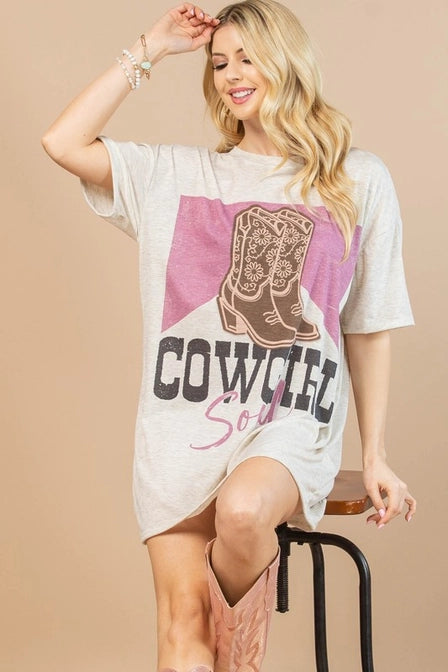 Western Cowgirl Soul Graphic T-Shirt Dress