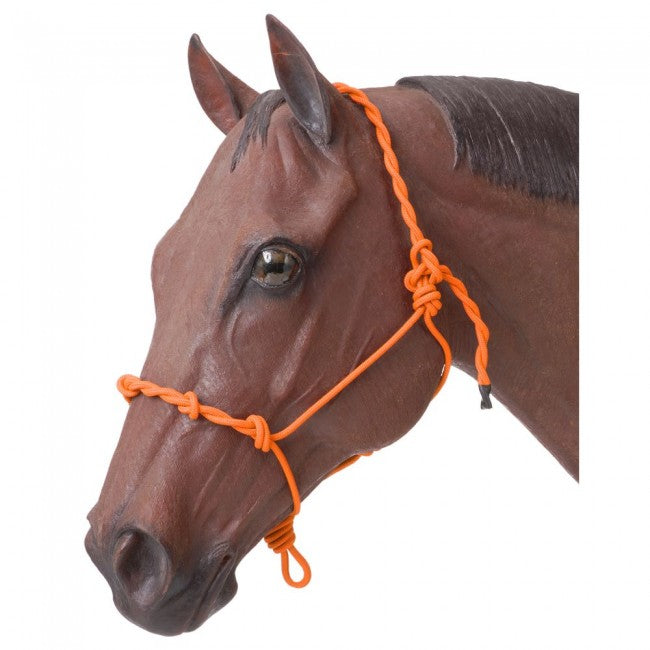 TOUGH1 KNOTTED ROPE HALTER WITH TWISTED CROWN - ORANGE