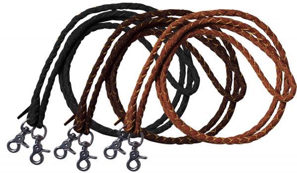 5835 - Leather Braided Roping Reins/BLACK