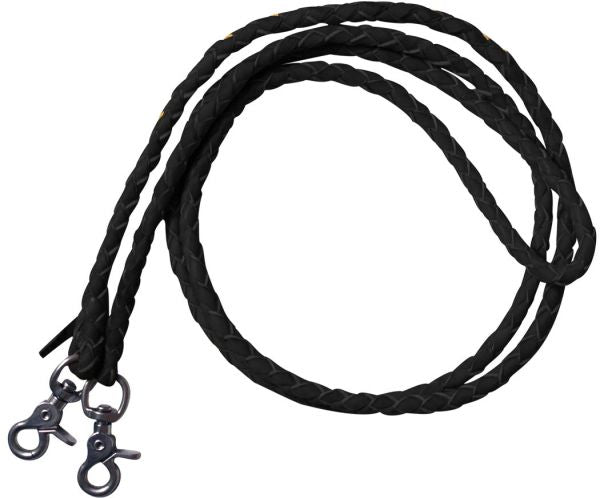 5835 - Leather Braided Roping Reins/BLACK