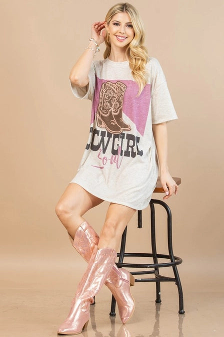 Western Cowgirl Soul Graphic T-Shirt Dress