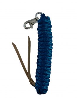 5/8" X 14' leather end nylon pro braid training lead with trigger bull snap.-  Royal Blue