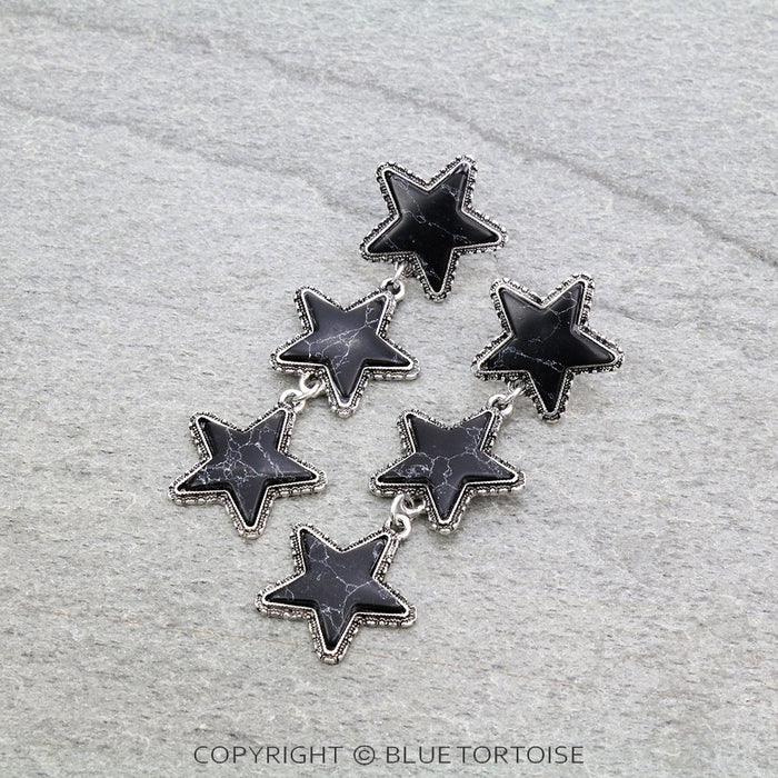 Triple Star Stone Stud Earrings