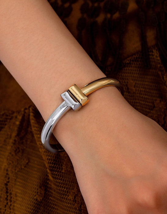 Metal Alloy Two-Tone Bangle Bracelet