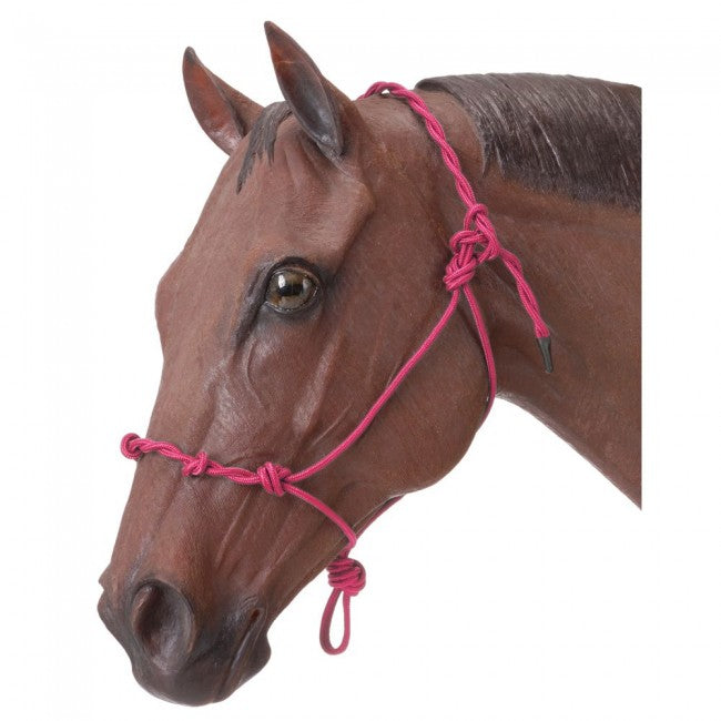 TOUGH1 KNOTTED ROPE HALTER WITH TWISTED CROWN  - PINK