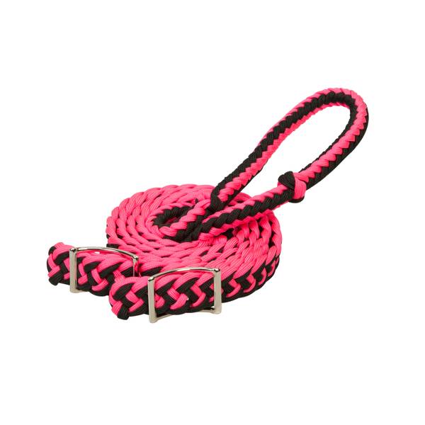 Braided Barrel Rein- PINK/BLACK