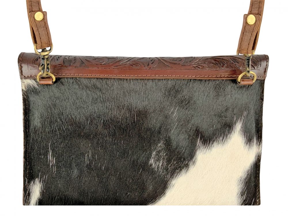 Klassy Cowgirl Brown and White Cowhide Crossbody Bag